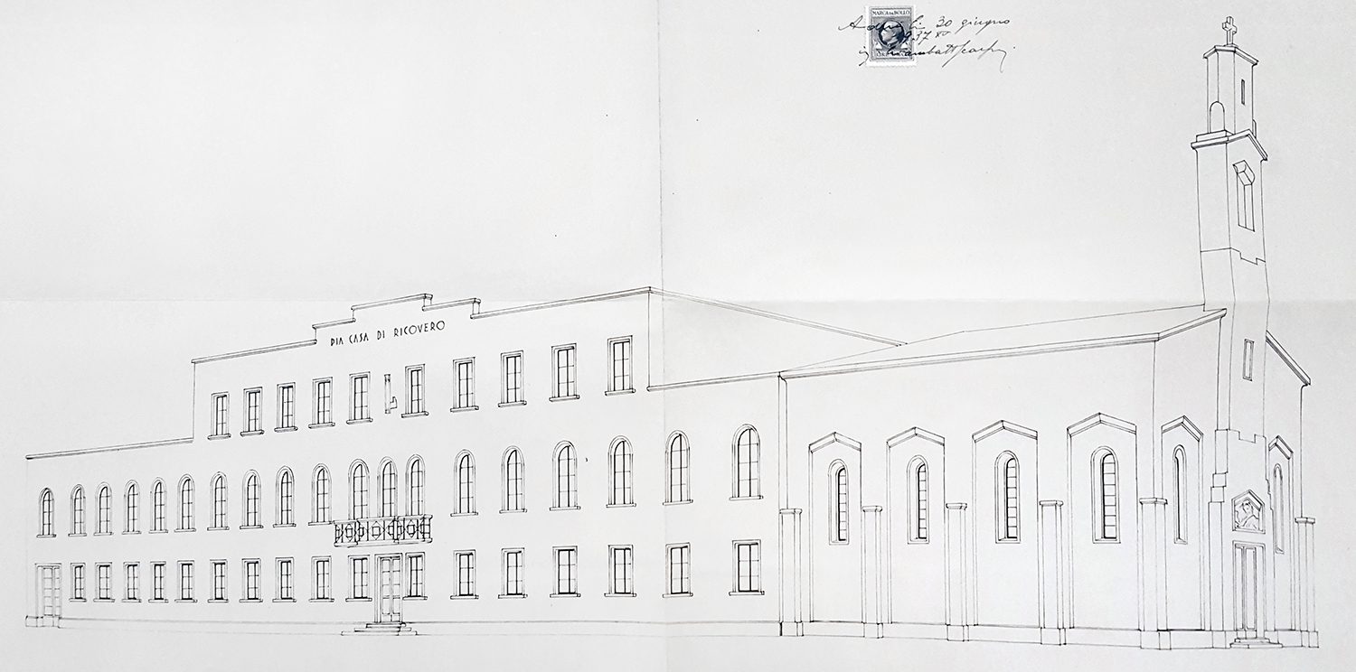 4-Progetto del 1937 di Giambattista Scarpari per la facciata e la chiesa di S. Andrea